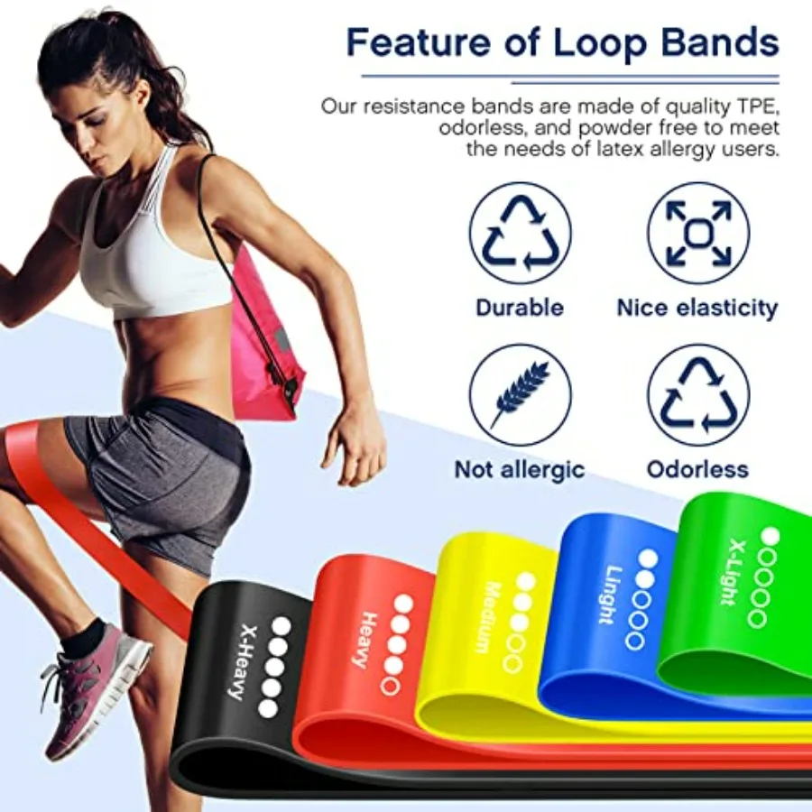 60 Pcs Workout Loop Resistance Bands Bulk, Gym Elastic Bands Set for Fitness Sport Class Students Members Gift Physical, 5 Piece