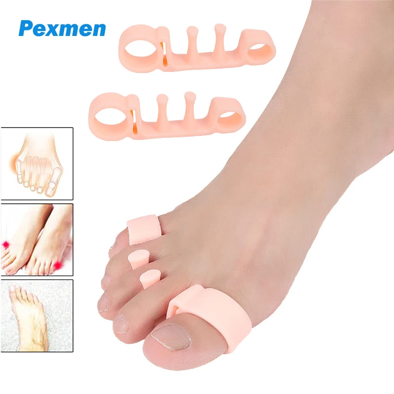 Pexmen 2/4Pcs Gel Toe Separators Straightener for Overlapping Hammer Toes Bunion Relief Toe Correction Protector Spacer bunion corrector pad bunionette straightener separator cushion pinky toe protector shield pain relief spacer splint cover guard