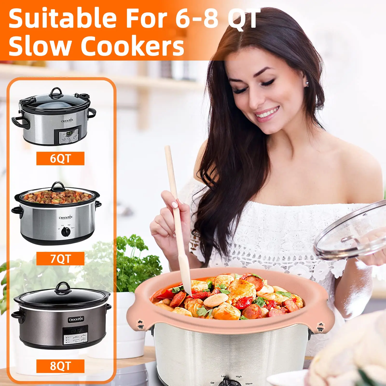 Silicone Slow Cooker Liners Reusable Kitchen Crock Pot Liner Fit 7-8 Quart  Oval Pot Leak proof Dishwasher Safe Cooking Liner - AliExpress