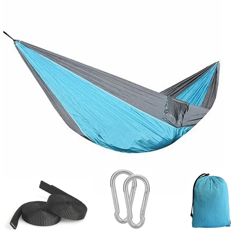 Camping Hammock For Single 220x90cm Outdoor Hunting Survival Portable Garden Yard Patio Leisure Parachute Hammock Swing Travel 