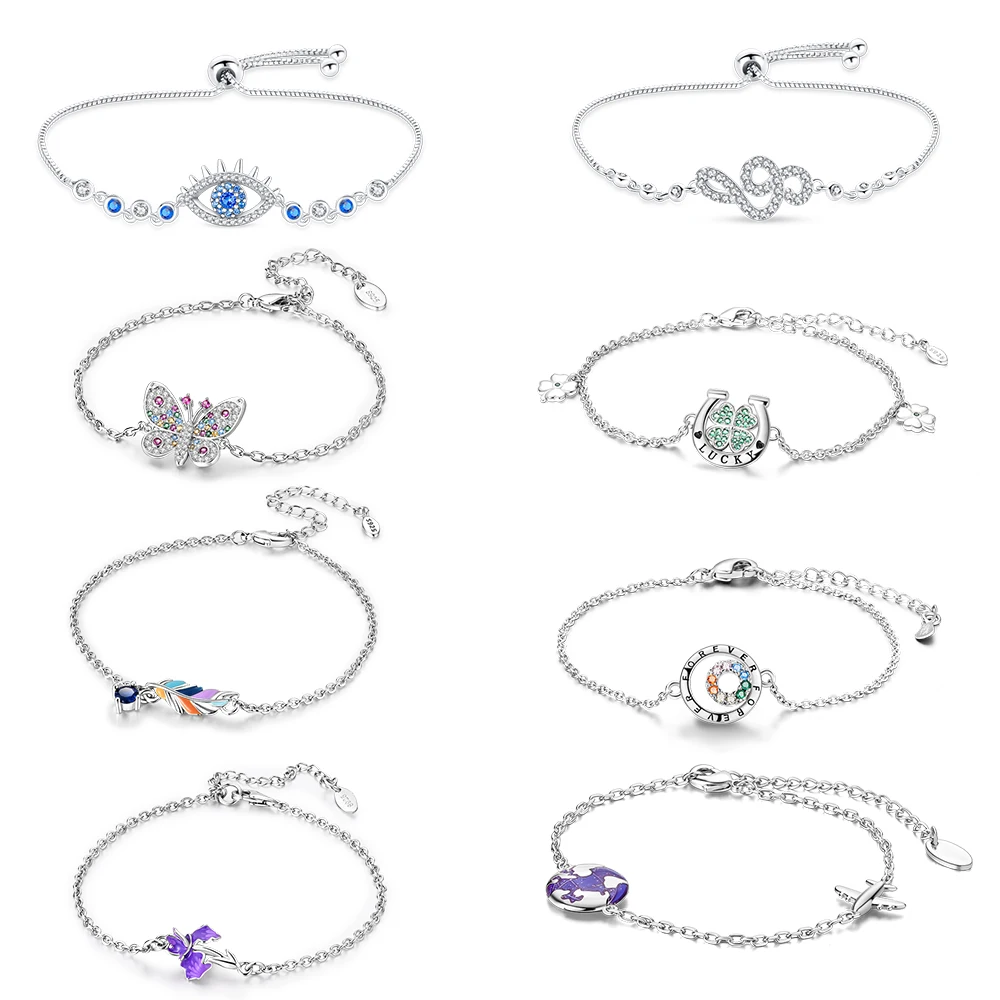 Nuovo 925 Sterling Silver Blue Travel Magic Eye Bracciale Regolabile Accessori Per Gioielli Boutique Da Donna