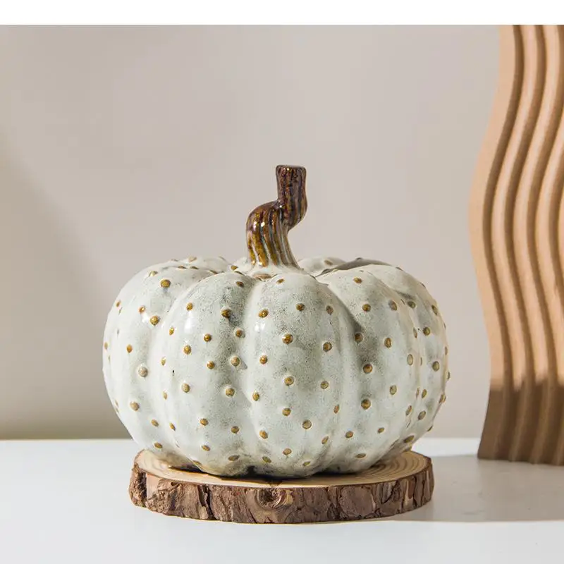 

Creativity Pumpkin Ceramic Ornaments Simulation Fruit Porcelain Pumpkin Statue Artwork Home Decoration Accessories Modern