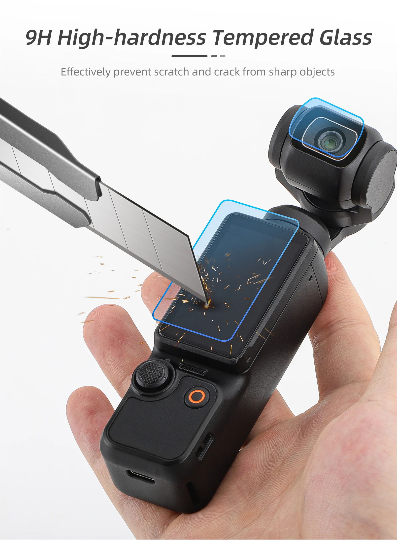 Description Picture 4 of itemHard Glass Film Lens LCD Display Screen Protector Full Cover For DJI OSMO Pocket 3 Handheld Gimbal Action Camera Accessories