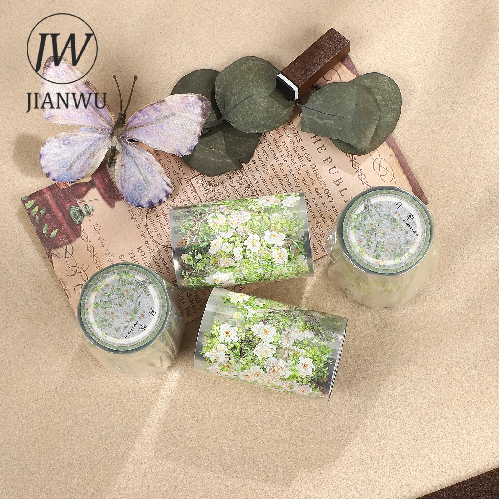 JIANWU 62mm * 5m 빈티지 봄 꽃 풍경 소재 콜라주 스크랩북 PET 테이프 크리 에이 티브 DIY 저널 문구