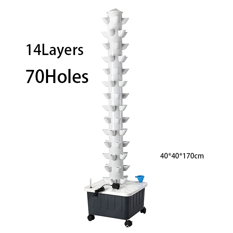 Hidroponia Garden Vertical Tower, Hydroponics Growing System, 14 Layer, 70 Holes