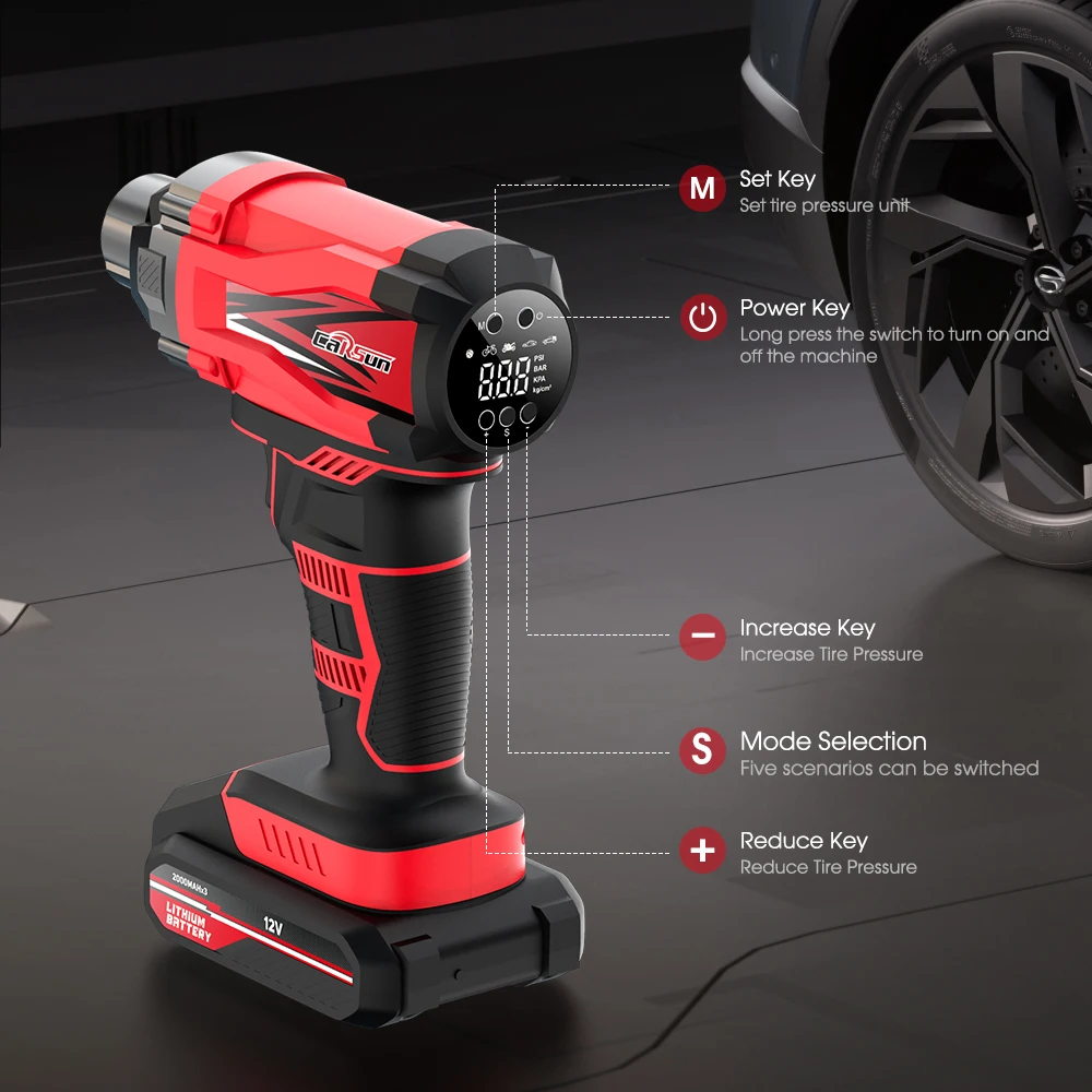 Car Tire Inflator Portable Air Compressor Pump for Auto Motorcycles Bicycles DC 12 Volt LED Light