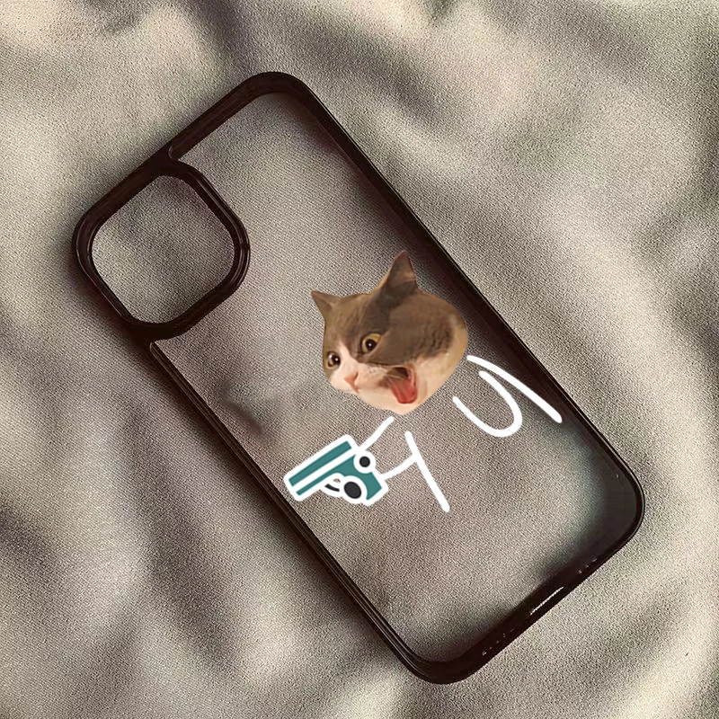 Adorable Cat Dog Duo Clear Shockproof Silicone Phone Case