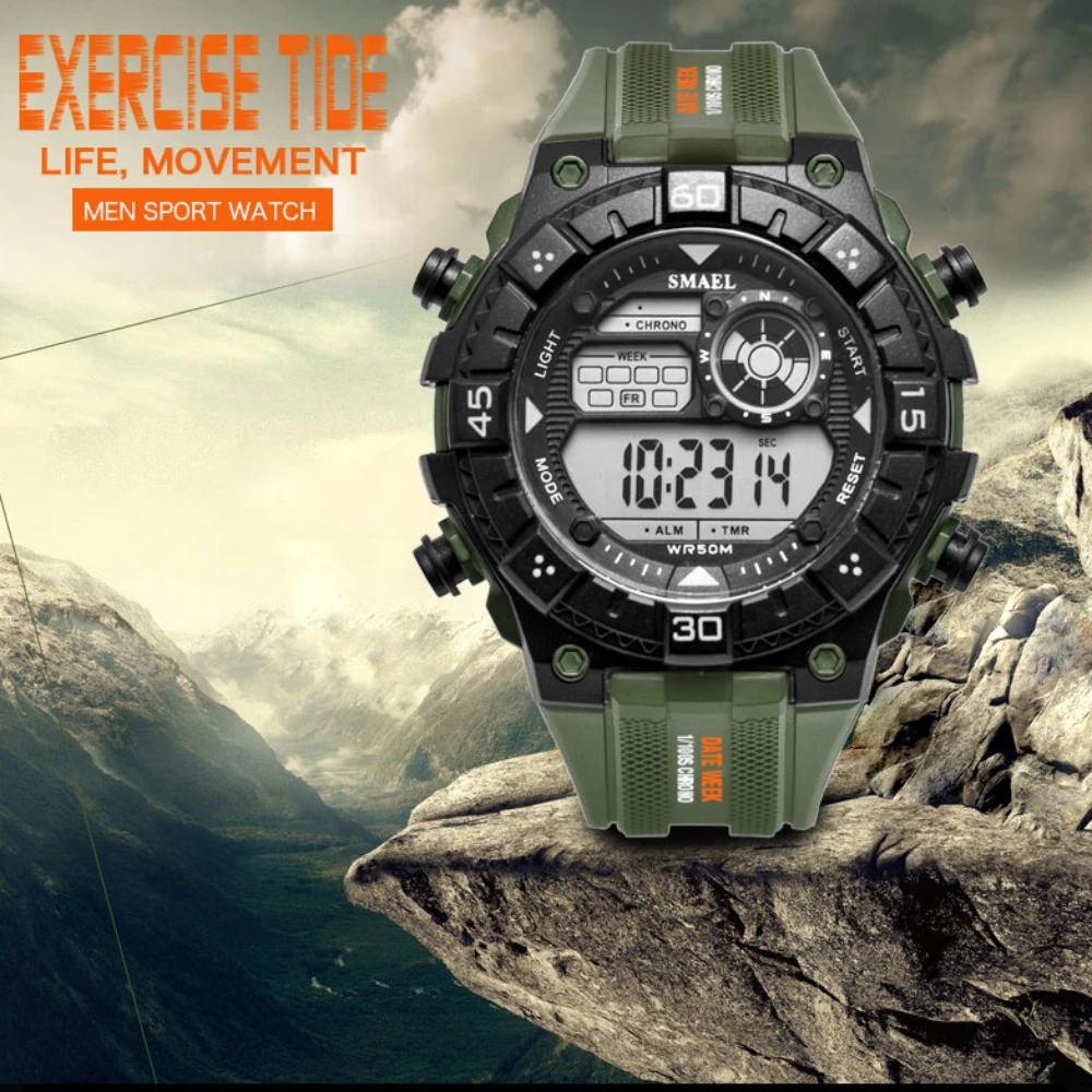 Men's Digital Sports Watch Multi-functional Electronic Watch Men's Simple Luminous Waterproof Watch Weekly Display Student Clock