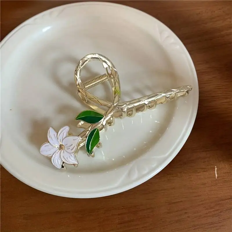 Modische Blumen-Haarspange aus Metall für Damen, gold- und silberfarben, Kreuz-Haarspange, koreanische elegante Haarspange, Mädchen-Haaraccessoires – Detail 8