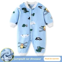 Baby Pajamas Spring Autumn and Winter Thickened Romper Boys and Girls Infant Coral Fleece Fannel Jumsuit Baby Gowns Newborn 3