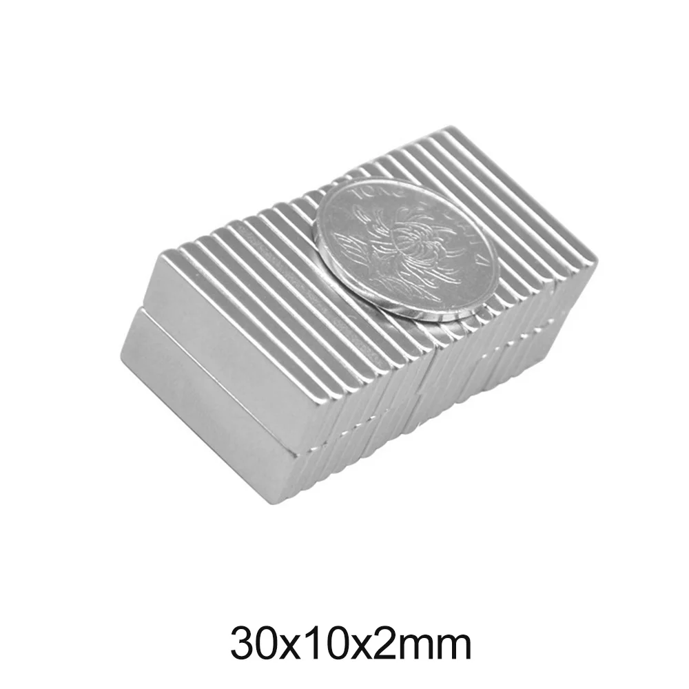 5  100PCS 30x10x2mm N35 슈퍼 강한 블록 네오디뮴 자석 희토류 자석 30mm x 10mm x 2 mm 시트 자석 30*10*2mm