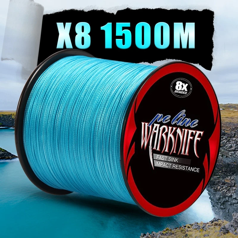 Warknife Fishing Line 1500M 8 Strands Braided Fishing Line Multifilament 6-300LB Japan Multicolor Carp Braided PE Wire fishing line fishing tackle