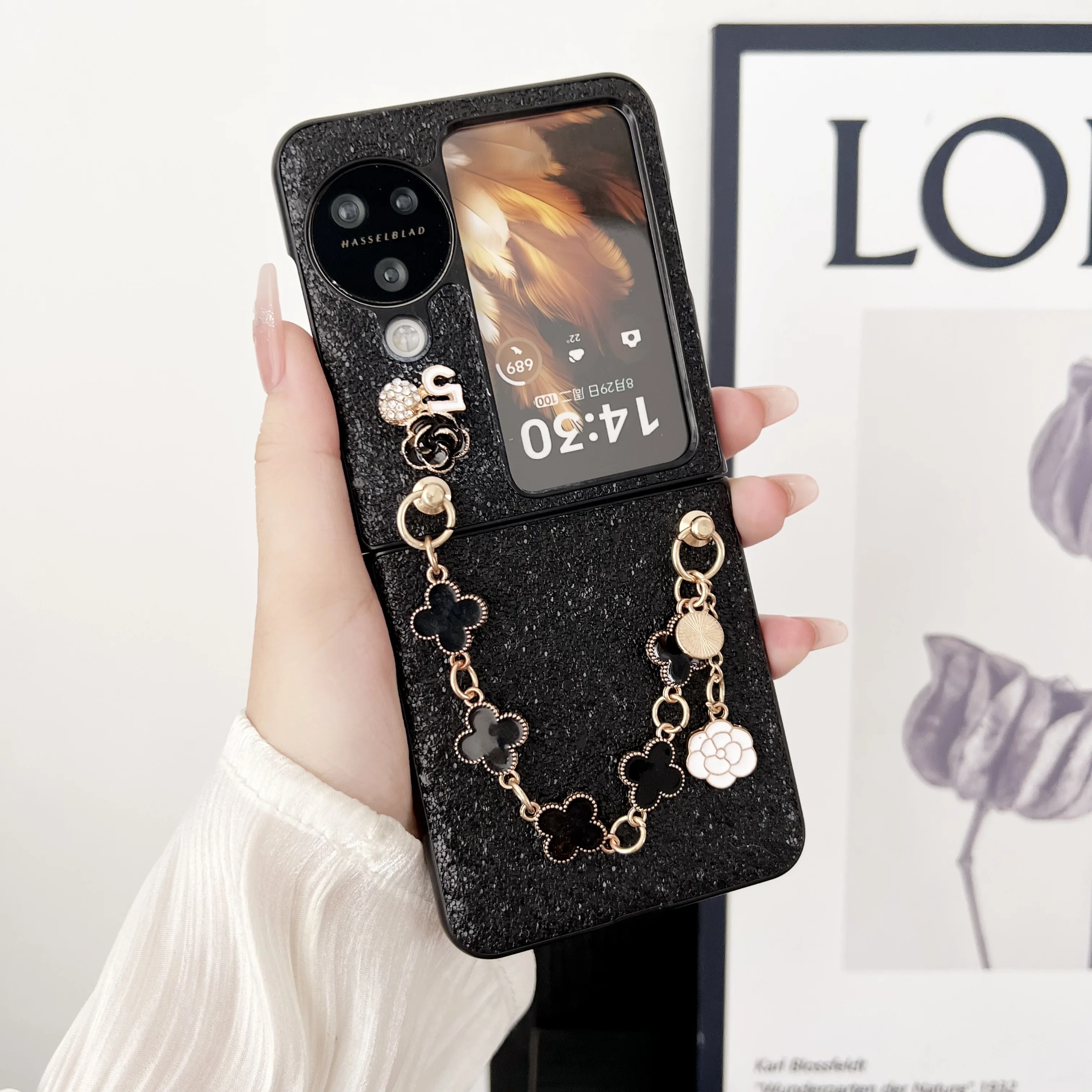 Case For OPPO Find N3 Flip Hand Strap Bumper Hand Women Case For OPPO Find N3 Flip Back Cover