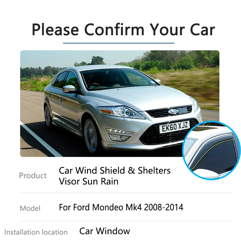 For Ford Mondeo Mk4 2008 2009 2010 2011 2012 2013 2014 Sun Rain Windows Visors Deflectors Guards Cover Protector Car Accessories