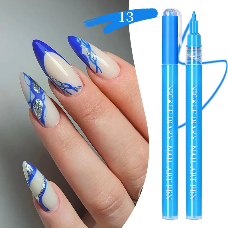 Nail Polish Paint Pen Black Silver Chrome Varnish Metallic Painting Gel  Graffiti Wave Drawing Pen Stripe Lines Brush For Manicur - AliExpress