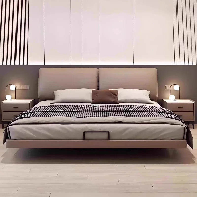 Letto matrimoniale moderno in vera pelle con levitazione - immagine 3