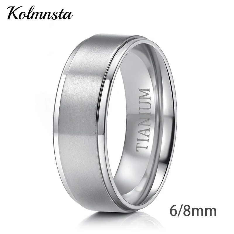 Kolmnsta 6mm Männer Ring Titan Silber Farbe 8mm Mann Frauen Verlobungsring Hochzeit Band Einfache Finger Ringe Marke schmuck bague