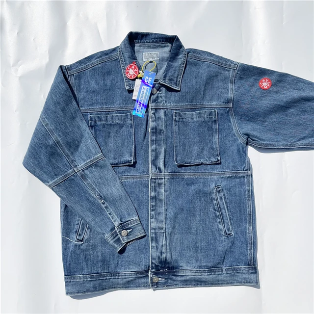 Washed Blue CAVEMPT C.E Fashion Jeans Jacket Men Best Quality  