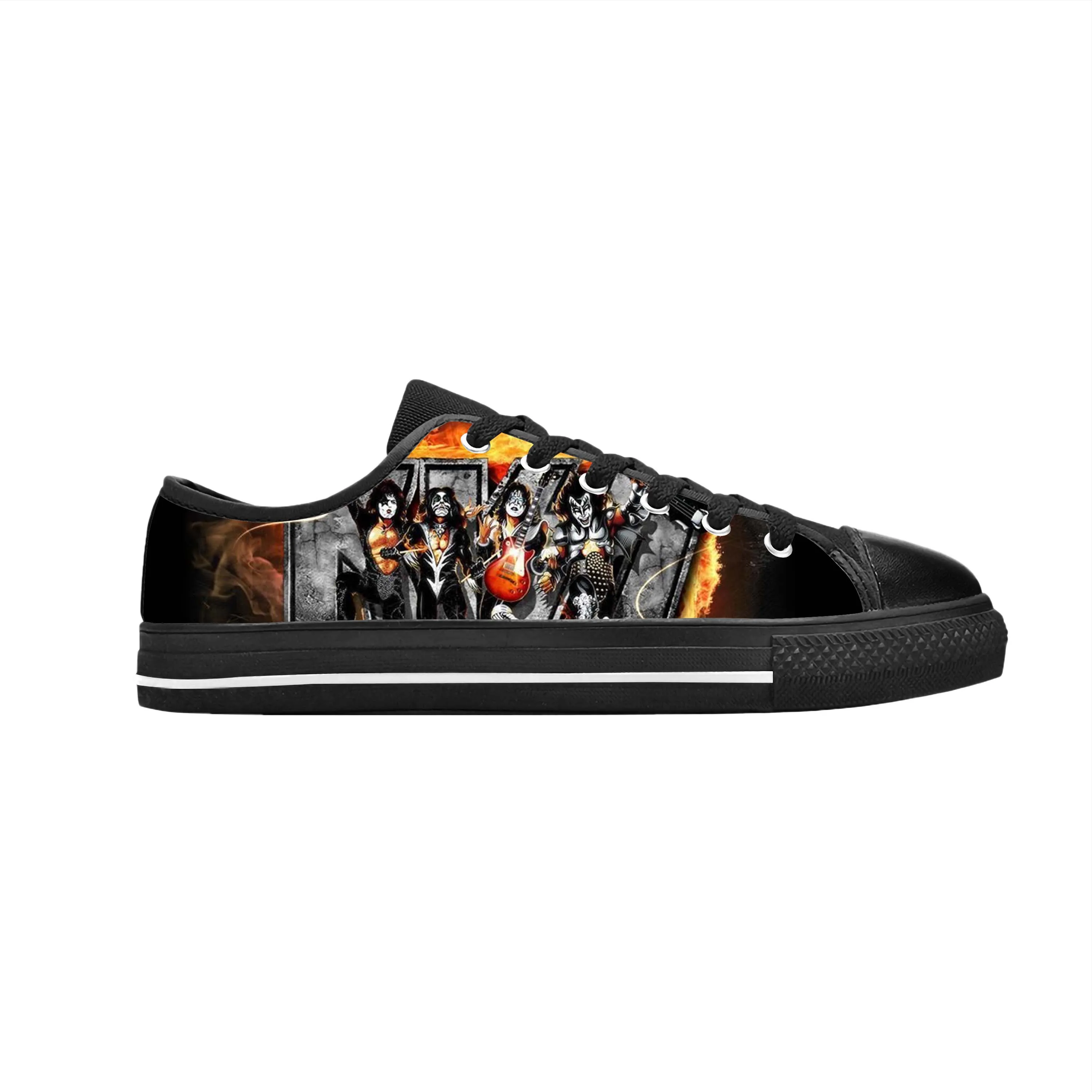 

Hot Rock Band Heavy Metal Music Singer Guitar Kiss Casual Cloth Shoes Low Top Comfortable Breathable 3D Print Men Women Sneakers