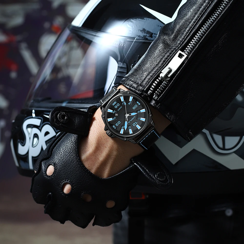 CRRJU Einfache, modische, dünne Armbanduhr mit Datumsanzeige, luxuriöses Design, atmungsaktive Lederuhren für Herren, Quarzuhr_voghion.com