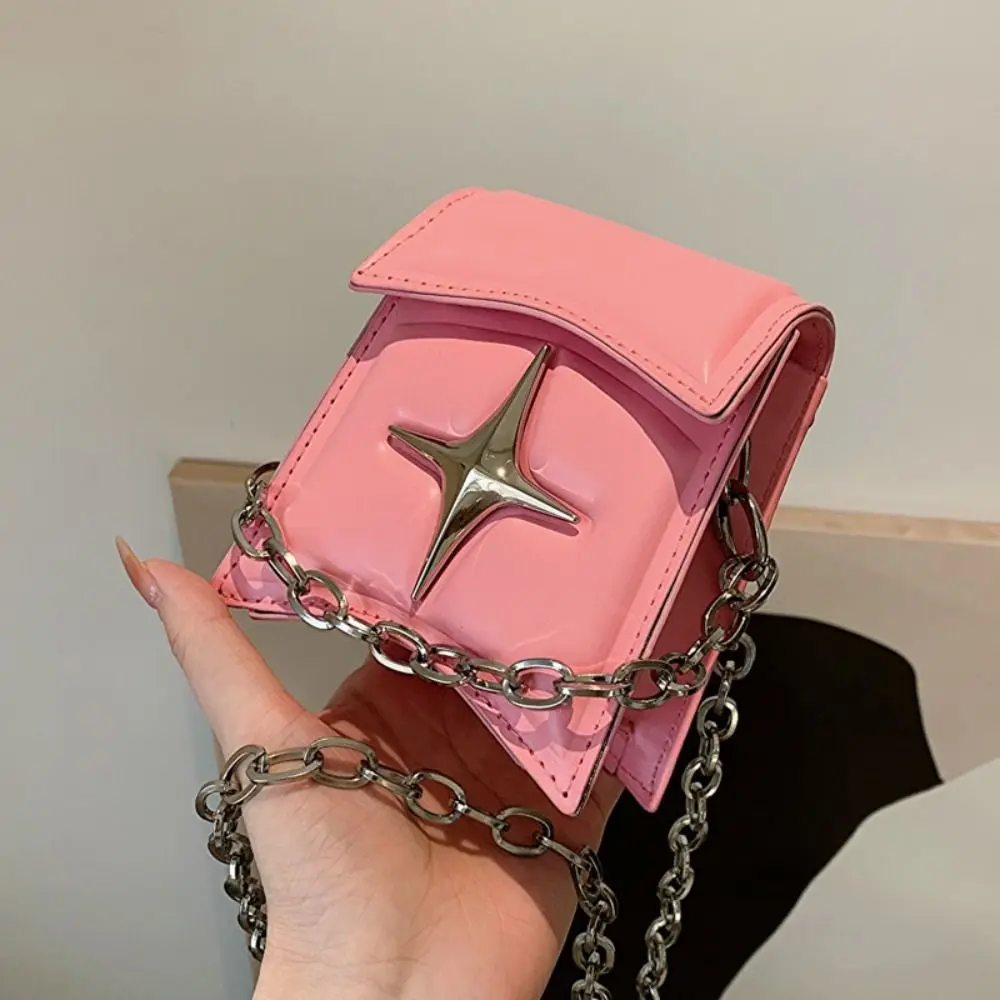 

Star Bearded Star Crossbody Bag PU Leather Alloy Chain Lipstick Makeup Bag Fashion Design Small Square Bag Women Handbag Women