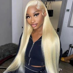 613 Blonde Lace Frontal Wig Human Hair Straight 180% Density 13x4 HD Transparent Lace Front Wigs Lace Closure Wig For Women