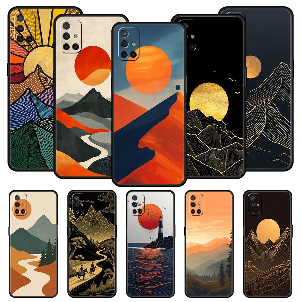 Abstract Mountain Sunrise Line Phone Case Cover