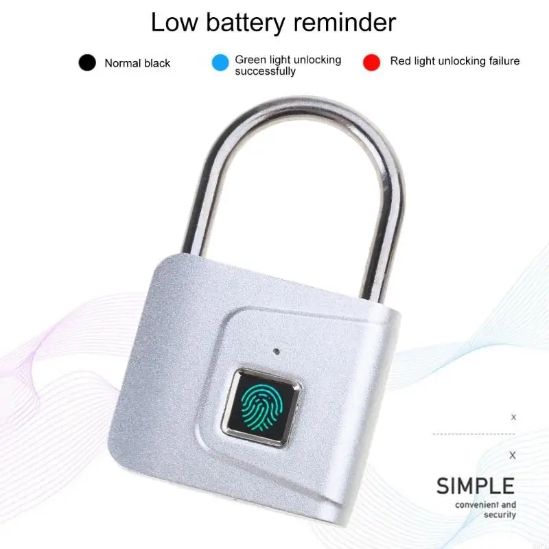 M6CF Biometric Fingerprint Padlocks Keyless Lock Sized Digital Fingerprint Lock Suitable for Gym Lockers & Outdoor Use