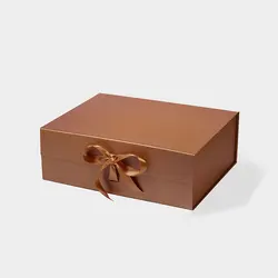 Elegant Black and White Magnetic Closure Luxury Gift Boxes, Deep A4 Size - 33x25.5x11.5cm (Copper with Ribbon)