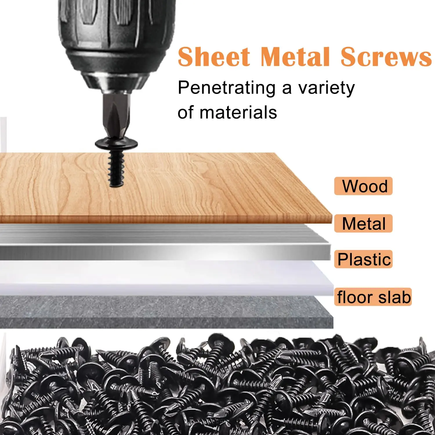 Stainless Steel Self-Tapping Screws Phillips Truss Head Countersunk Self-Drilling High Strength Screw Fastener