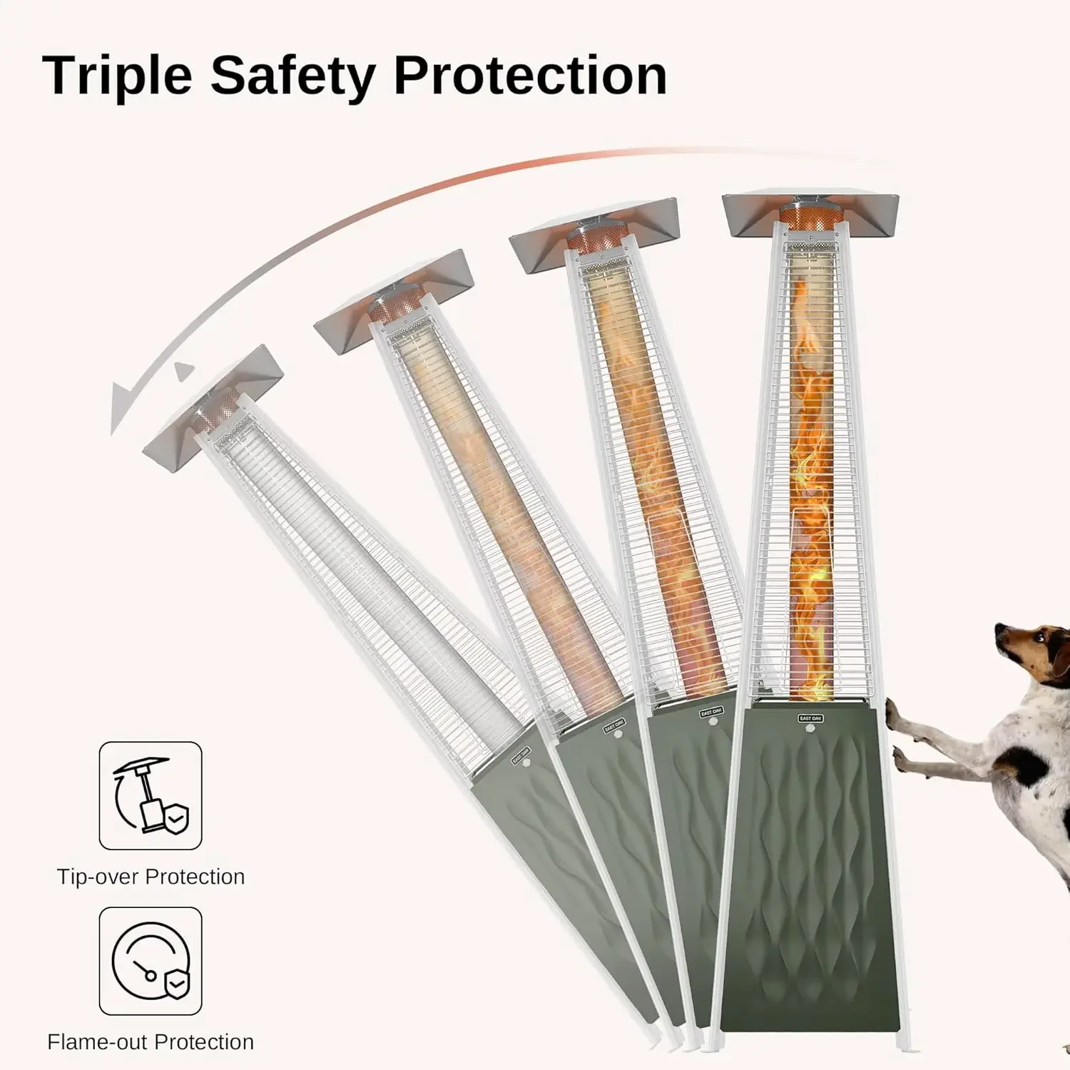 Description Picture 4 of itemPyramid Patio Heater 48,000 BTU Outdoor Patio Heater Quartz Glass Tube Propane Heater Triple Protection System With Wheels