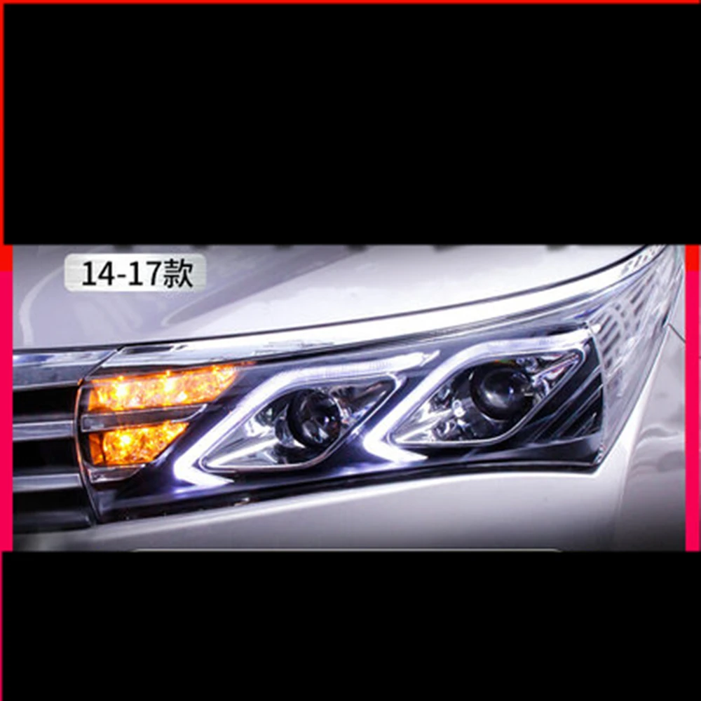 

Пара светодиодных фар в сборе для Toyota Corolla 2014-16, Ксеноновые дневные ходовые огсветильник DRL, передние фары, автомобильные аксессуары