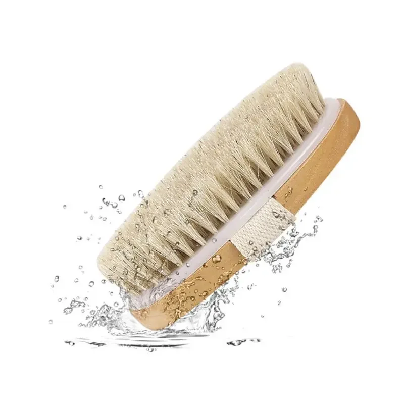 Natural Bristles Long Wooden Handle Dry Skin Exfoliating Shower Brush Back Scrubber Detachable Body Massage Cleaning Accessories 6