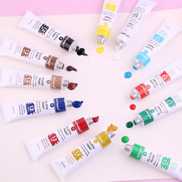 MOTARRO 12-Color Fabric Paint Set – Permanent Textile Paints (12ml Each) for Clothes, Canvas, Shoes & DIY Painting Projects 4
