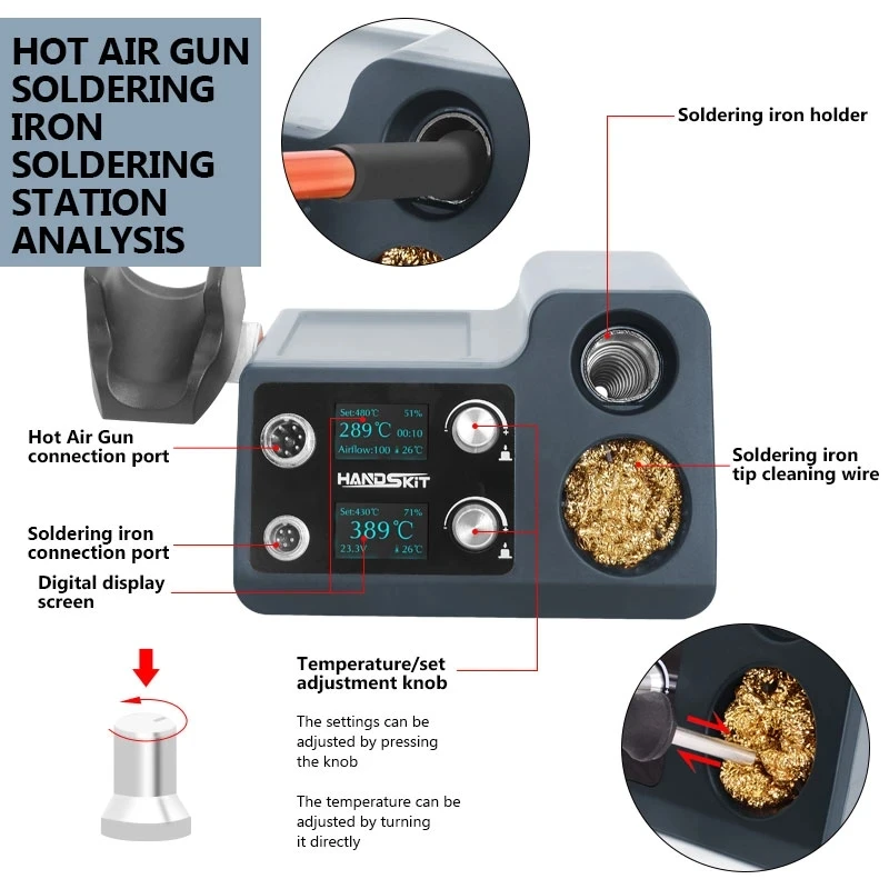T12 Heat Gun Soldering Station OLED Digital Adjustment Auto Sleep Micro Electronic Cellphone Repair Welding Tools hot air gun