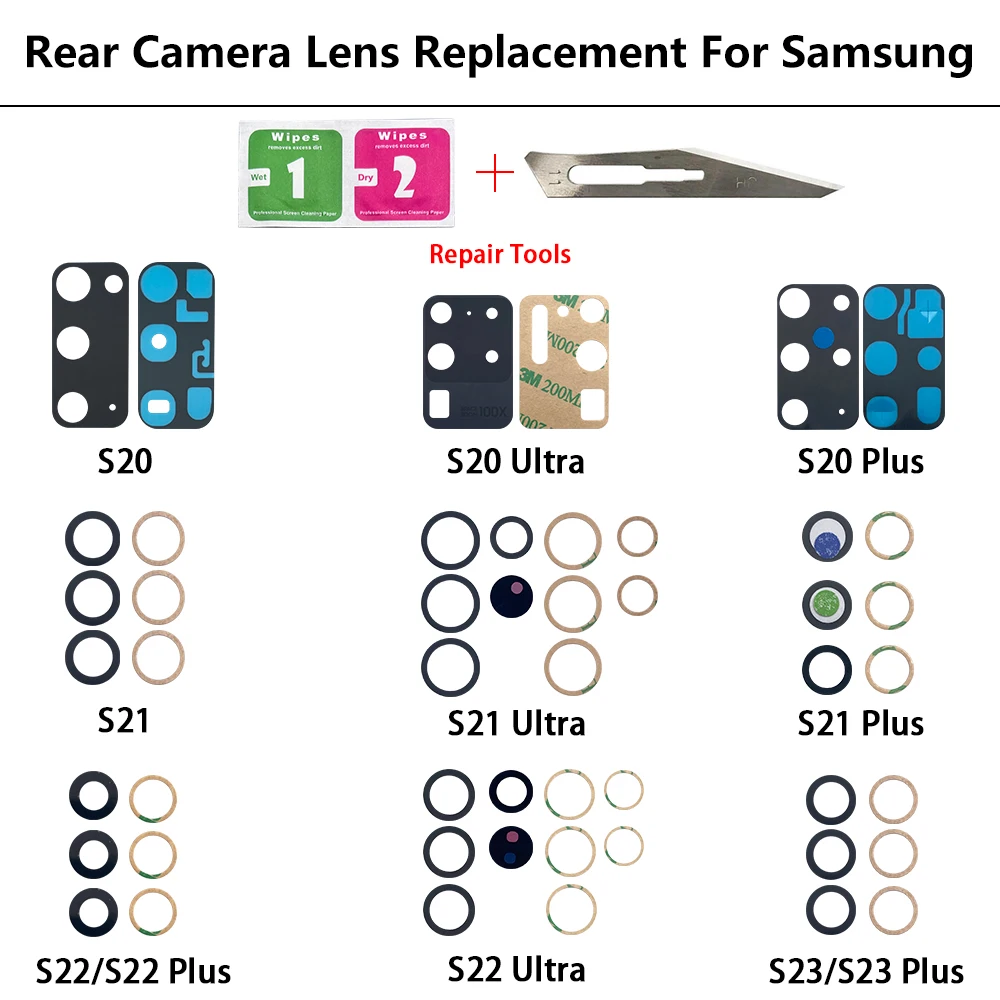 Premium Rear Camera Glass Lens with Adhesive for Samsung Galaxy Series