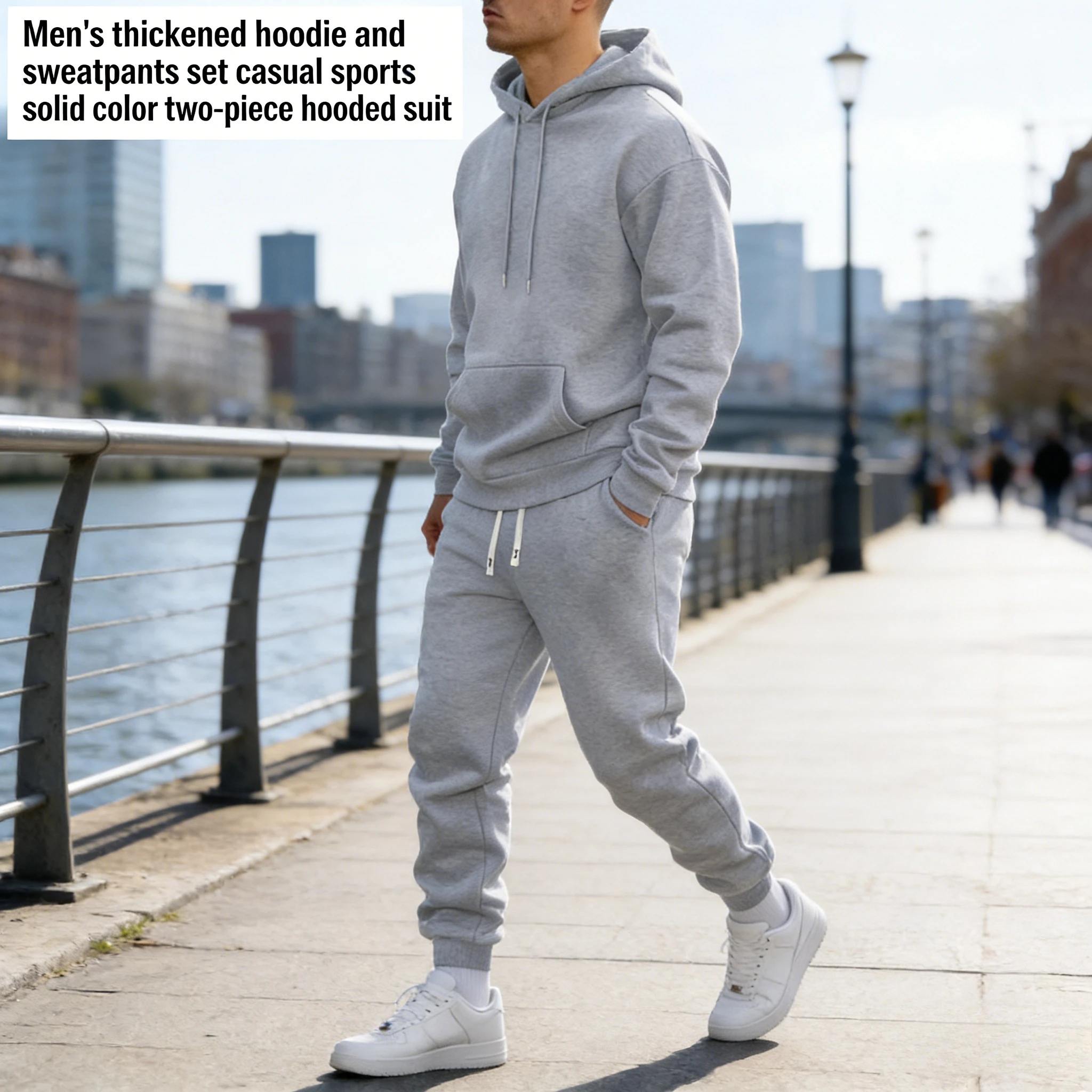 2026 남성용 포토 부스 소품 세트 두꺼운 후드티 스웨트팬츠 솔리드 컬러 캐주..