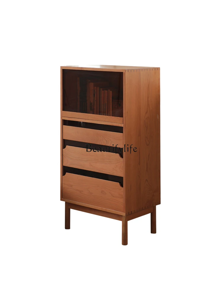 

Simple Modern Solid Wood TV Side Cabinet Living Room Sofa Edge Drawer Chest of Drawers