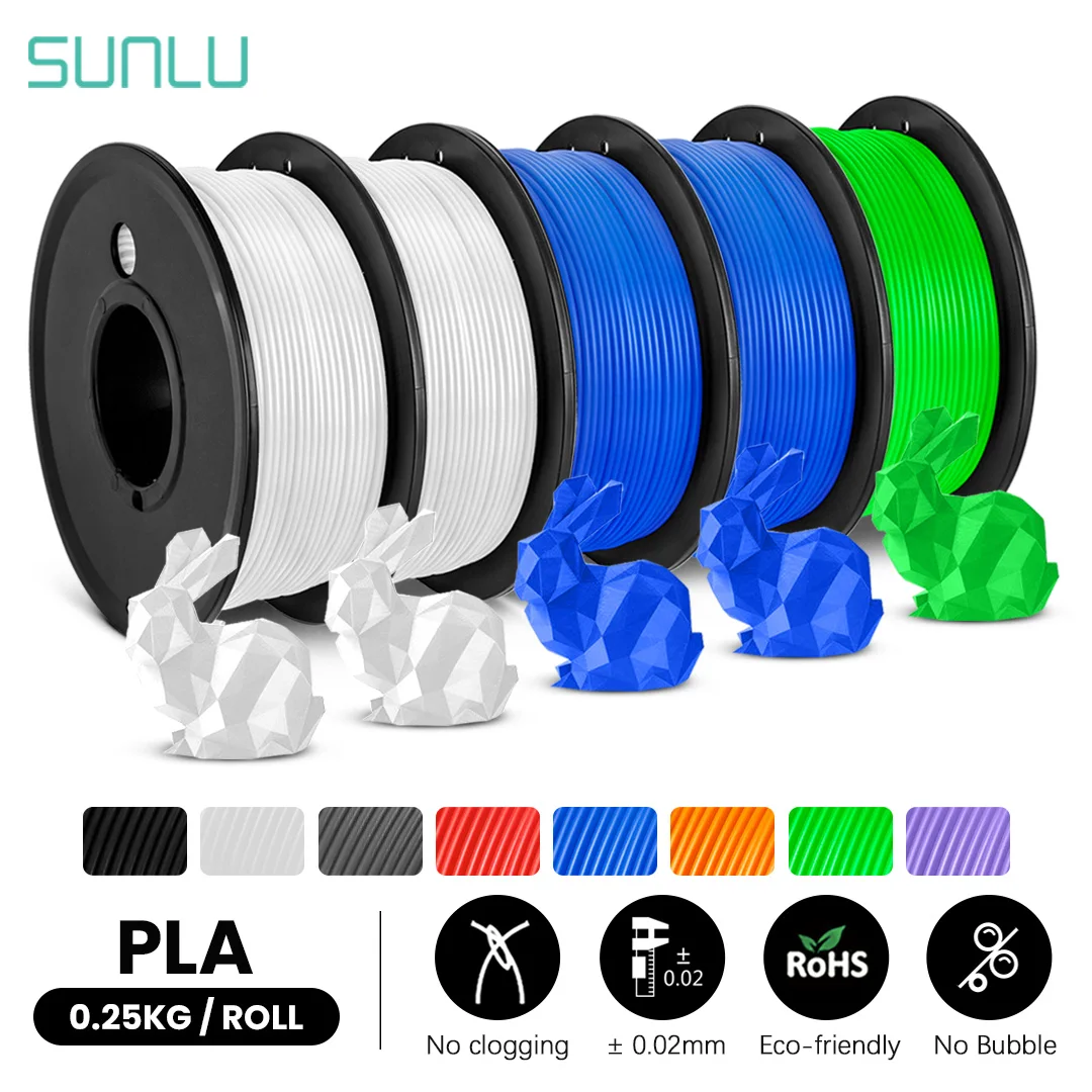 SUNLU PLA 5 Rolls 250G 3D Printer Filament 1.75mm 5pcs/lot Mini Spool Biodegradable High Strength 3D Print Refills Material