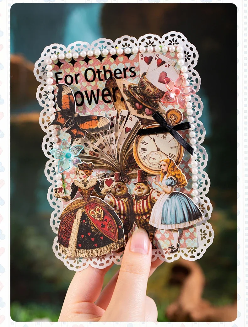 JIANWU Alice's Theater Series Vintage Charakter Blume Landschaftsbau Collage Dekor Material Kreatives DIY Junk Journal Briefpapier – Detail 20