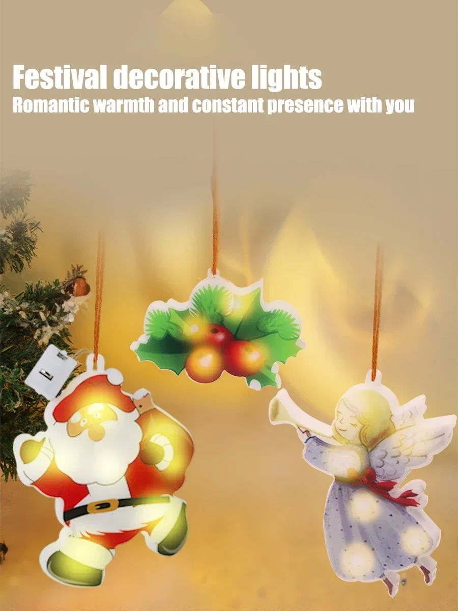 Description Picture 3 of itemChristmas Tree Light Window Lamp Hanging Ornament Santa Claus Decoration Lights Star Snowman Indoor Lights Outdoor Tree Decor