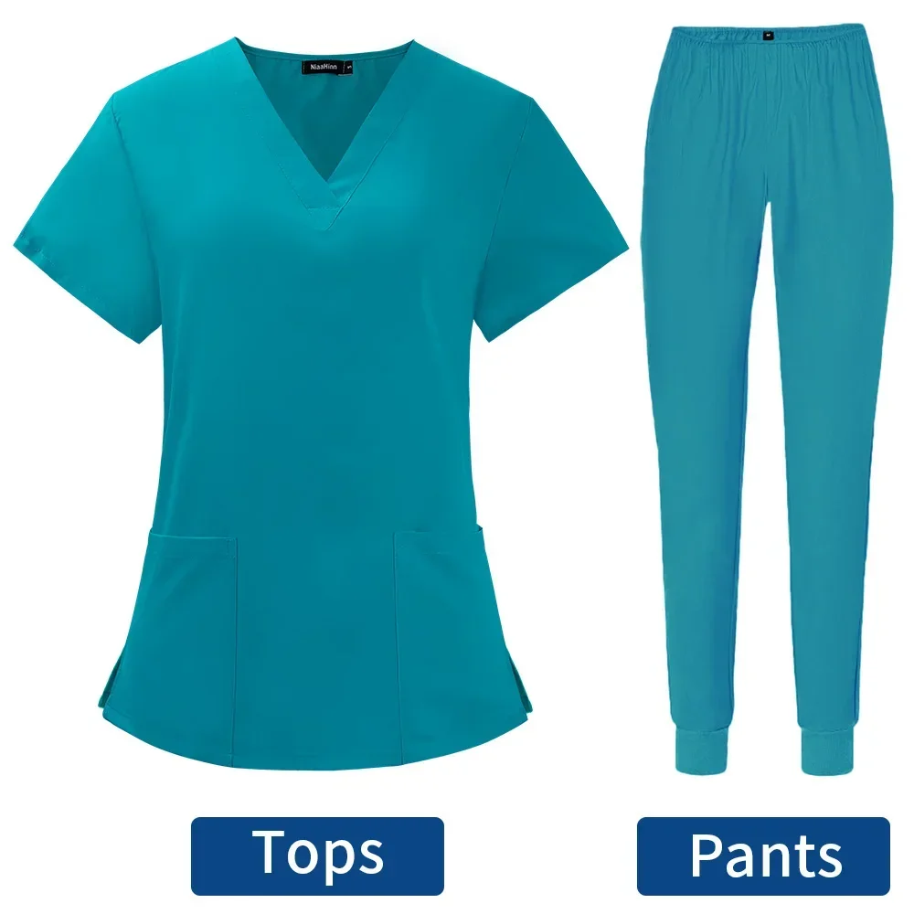 

Nursing Uniform Solid Color Beauty Salon Jogging Pants Spa Uniform Pet Hospital Doctor Scrubs Women Uniform Dentist Work Clothes