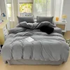 Solid Cotton Bedding Set For Boys with Sheet Duvet Cover Pillowcase Single Couple Bedsheet King Queen Double Twin Size Bed Linen 3