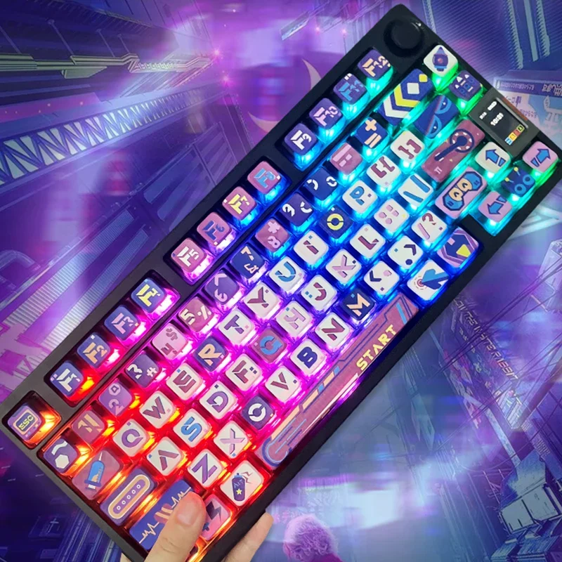 Echome Graffiti Tema Keycap Pbt Dye-sublimation Pudim Translúcido Cap Teclado Perfil Asa Teclado Mecânico - Imagem 4