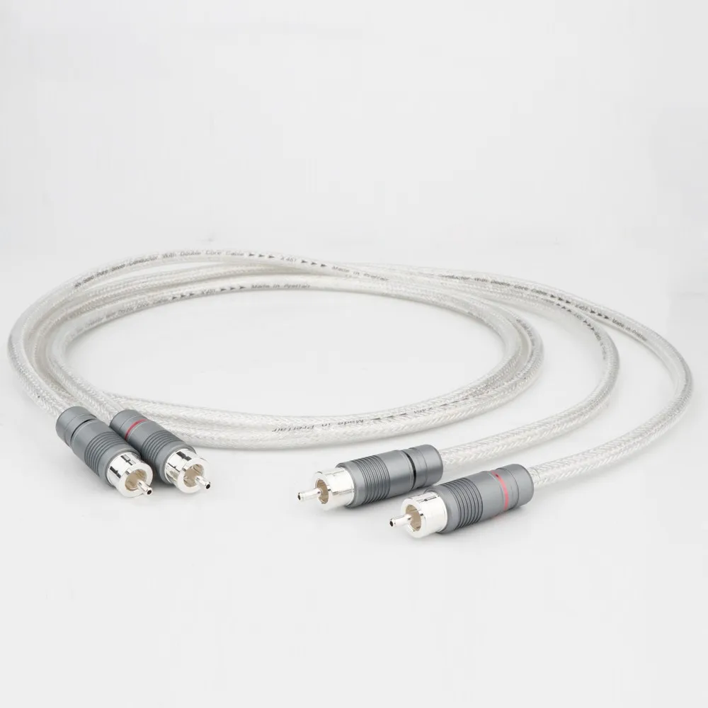 Nuovo Preffair 99.998% Cavo Rca In Argento Puro Hifi Audio Interconnect Solid Pss Pure Silver Core Wire Spina Placcata Argento Argento