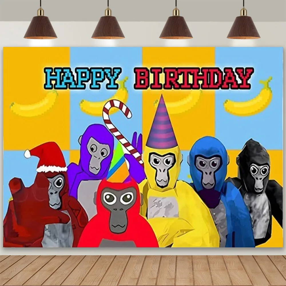Gorilla Tag Thema Kinder Geburtstag Party Dekor Einweggeschirr Tier Gorilla Teller Servietten Babyparty Banner Hintergrund Geschenke – Detail 22