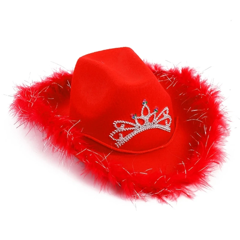 Women Bridal Shower Cowgirl Hat Carnivals Party Cap Headdress Stage Props Hat