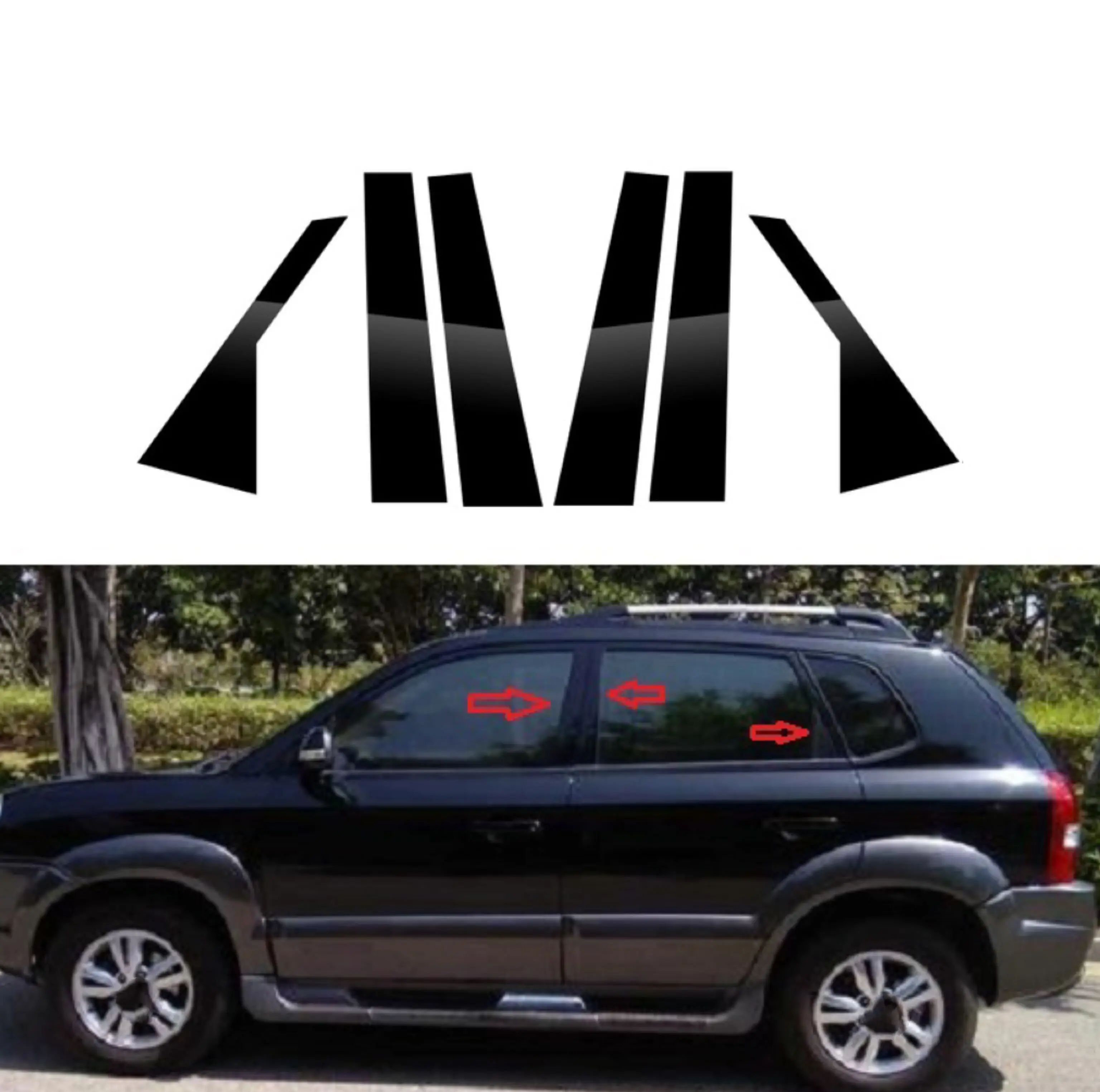 Juego De 6 Postes De Pilar Cromados Para Honda Pilot 2009-2015 | Cubiertas De Puerta Exterior