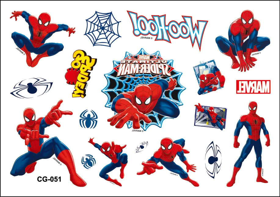 1Pcs Marvel Spiderman Tattoo Stickers Anime Spider-Man Cartoon Tattoo Sticker Kids Verjaardagsfeestje Geeft Geschenken Body Art