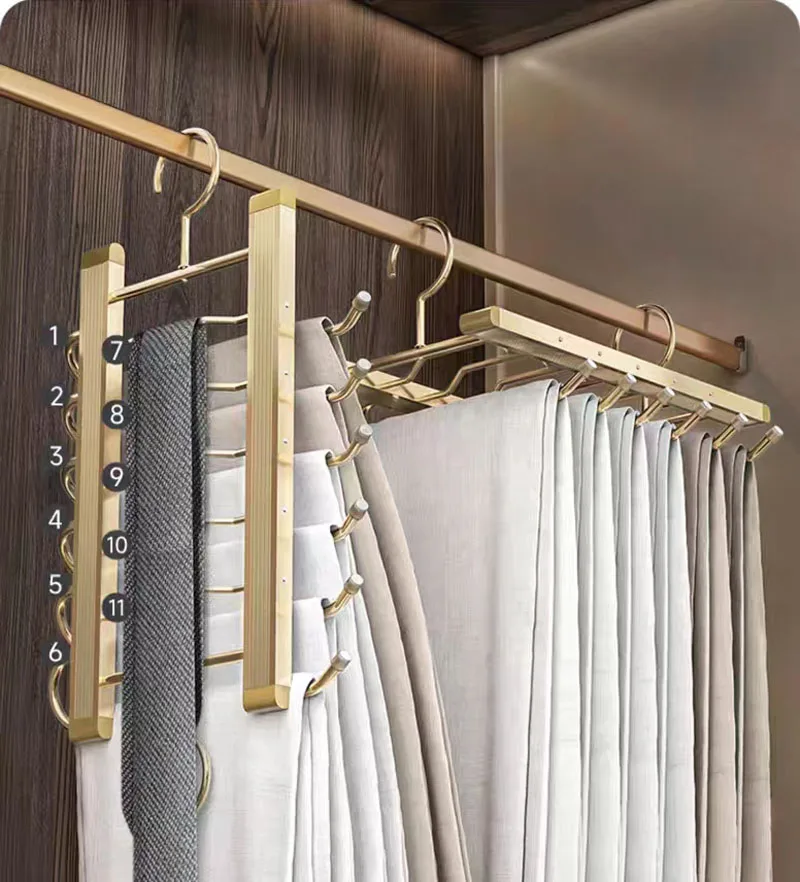 Upgrade New Multi Layer Aluminium Folding Pants Hanger Magic Trouser